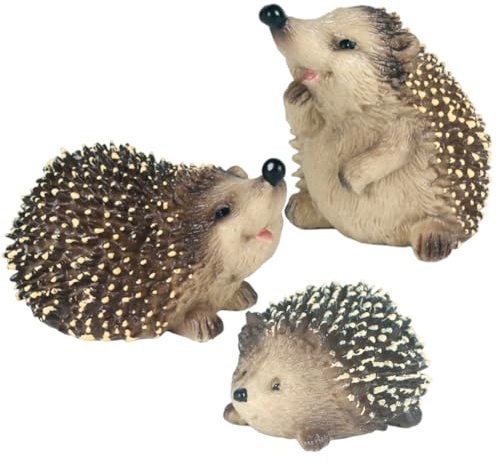 APPCRFM Igel Hedgehog Mini Ornamente, Gartentiere Figuren, Lebensechte Igel Verzierung, Decor Tier-Gartenornamente, Mini-Figur Ornamente Dekoration, Gartendeko Outdoor - 3PCS
