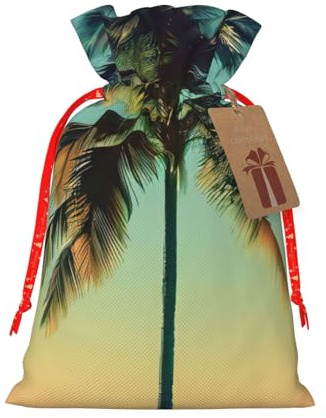 Bolsas de regalo con cordón de Navidad con estampado de palmera, saco festivo de Navidad, fiesta de cumpleaños, embalaje de regalo