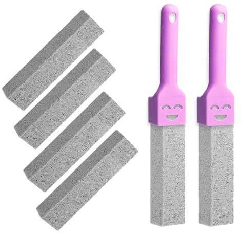 6 PCS Pumice Stone for Toilet, Toilet Pumice Stone, Toilets-Pumices Cleaning Stones with 2 Handle, Natural Scouring Stick for Bathroom, Pool, Limescale, Rust, Calcium, Cleaning Supplies