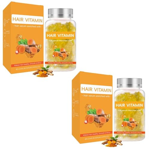 Siero vitaminico alla curcuma, olio per capelli secchi e danneggiati, in crescita, idratazione intensa, per uomo e donna, balsamo senza risciacquo, 40 pezzi, dona lucentezza e morbidezza (2 pcs)