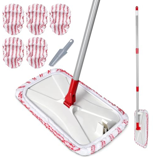 Großer Mikrofasermopp 41*22cm, Flacher Wischmopp 5 Pads für Boden