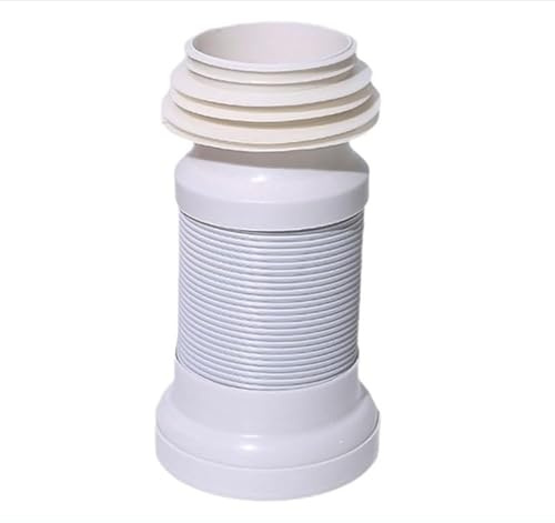 CashMuch Tubo di scarico flessibile estensibile per WC con montaggio a parete, bianco, per WC a scarico posteriore, PVC, 25 x 13 cm