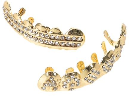 LALADEFIEE 2 Stück Hip Hop Zahnschmuck mit Poker Design aus Kupfer Herausnehmbare Zahngriffe für Damen und Herren Komfortabler Sitz für Partys und Soziale Anlässe
