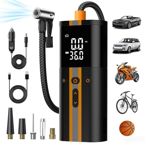 TowerTop Mini pompa per bicicletta, 100 PSI, pompa ad aria elettrica per bici da strada, pompa portatile per pneumatici per bicicletta, valvola Schrader e Presta con batteria ricaricabile