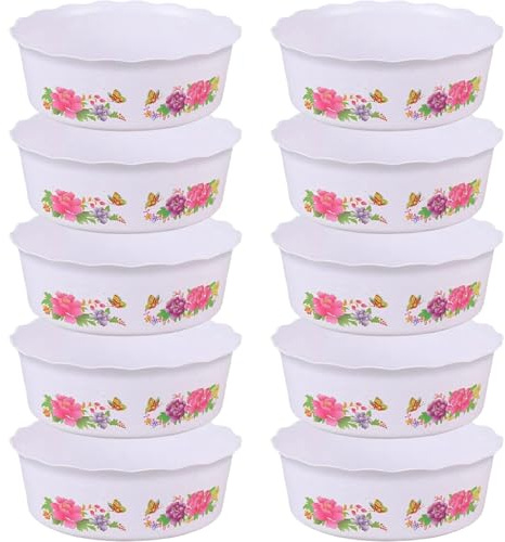 BEAHING Pot de Fleurs Lotus Bowl, 10 pièces, Pot hydroponique en résine de 6, 7x2 Pouces pour nénuphar