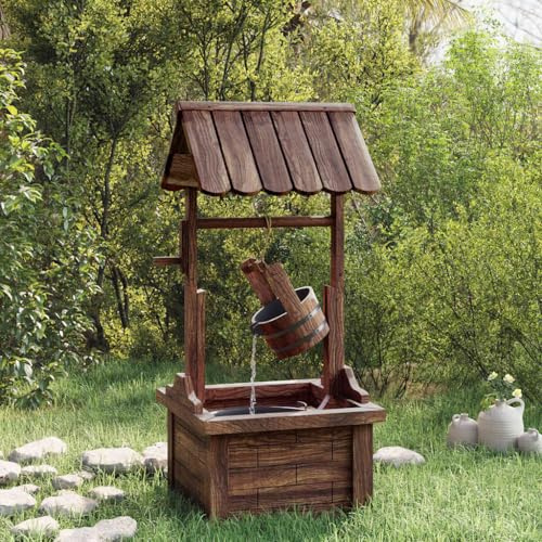 Sophrelle Puits à Souhait avec Pompe 57x50x112 cm Bois de Sapin Massif,Fontaines & Cascades,11kg-363337