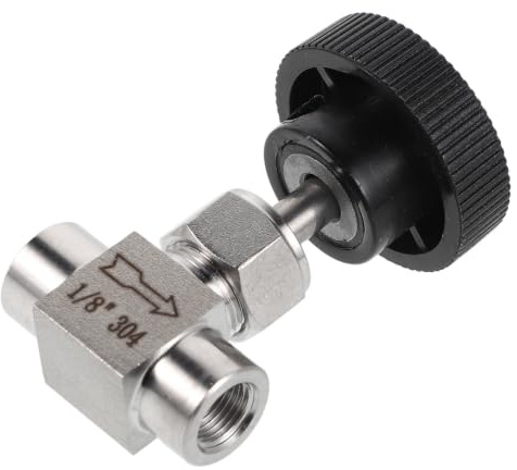 Vanne à Aiguille à Filetage Interne G1/8 en Acier Inoxydable | Argenté, Structure à Pointeau de Précision, Raccordement Interne, Usage pour Conduites Eau Gaz Huile et Laboratoire