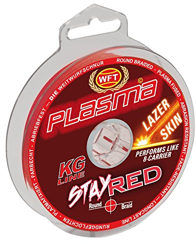 WFT Plasma Stay Red Lazer Skin 150m - Geflochtene Angelschnur zum Spinnfischen & Meeresangeln, Geflechtschnur, Schnur zum Angeln