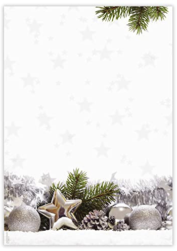 Weihnachtspapier Winterzeit WB650 – 50 Blatt Briefpapier – Hochwertiges Druckerpapier Weihnachtsgrüße, Einladungen & Briefe – Geeignet für Laser-, Inkjetdrucker & Kopierer – Designpapier 90 g/m²