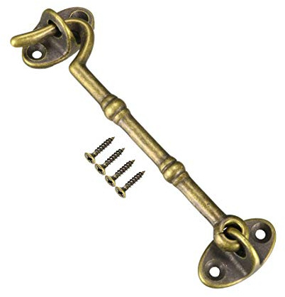 Sourcing Map Kabinenhaken Ösenriegel Tür Tor Drehgelenk Fenster Messing Haken mit Montageschrauben Antik Bronze Gold
