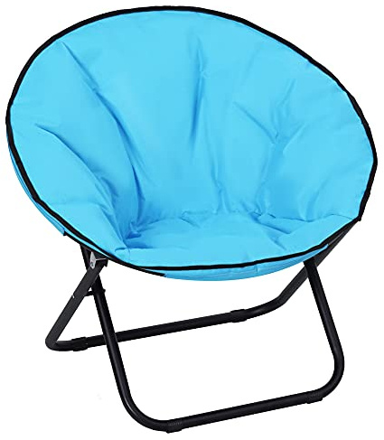 Outsunny Loveuse Fauteuil Rond de Jardin Fauteuil Lune papasan Pliable Grand Confort 80L x 80l x 75H cm Grand Coussin fourni Oxford Bleu