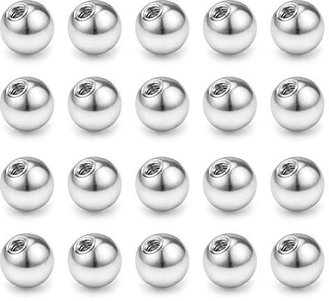 FECTAS 20er Piercing Kugel Set Chirurgenstahl Silber Ersatzkugel Schraubkugel(2.5/3/4/5/6/8mm) für Gewinde 1,2mm 1mm