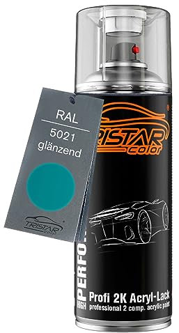 TRISTARcolor RAL 5021 Wasserblau glänzend 2K Acryl Spraydose Sprühdose Spritzlack Sprühlack 400 ml schnelltrocknend