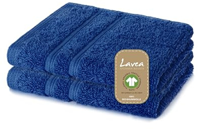 Lavea® 6 Lavette Bagno 30x30 cm in Spugna di Cotone Bio 100% Morbidi e Assorbenti, per Casa Hotel Spa – Ideali anche come Asciugamano Viso e Bidet – Blu navy