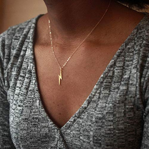 TseenYi Halskette mit Donner-Anhänger, Silber, Beleuchtung, Choker-Halskette, einfache kurze Kette, Schmuck für Damen und Mädchen, Metall