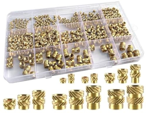 Kcvzitrds 400 Stück Gewindeeinsätze, M2/M2,5/M3//M5/M6 Gewinde-Rändelmuttern-Sortiment, Zubehör, Teile, Thermofix-Einsatz für Kunststoff-3D-Druck