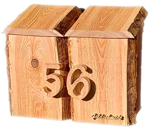 Cassetta delle lettere in legno di larice, fatta a mano, rustica