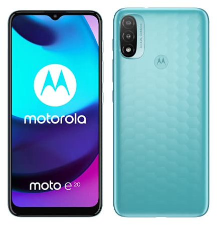 Motorola moto e20 (Pantalla 6.5 Max Vision HD, cámara 13MP, procesador octa-core 1.6GHz, batería 4000 mAh, Dual SIM, 2/32GB, Android 11), Azul [Versión ES/PT]