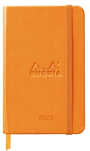 RHODIA 194101C – Wochenplaner Webplanner 2023 Orange – A6 10 x 15 cm – Horizontale – 144 Seiten 90 g/m – Hartschaleneinband – Kollektion Rhodiatime