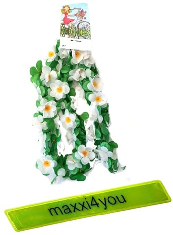 Fahrradgirlande Blumengirlande 120 cm Blume in weiß inkl. maxxi4you Reflexband