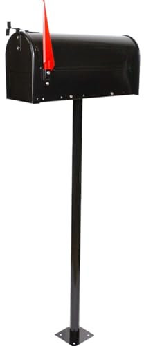 LLAA American Style Tall Mailboxes for Outside, Floor Stand Weatherproof Letter Storage Box, Drop Post Box for Townhouse/Garden (Color : Black)