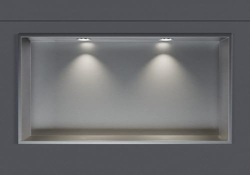 Bernstein Wandnische aus Edelstahl NT306010X mit LED-Spot - 30 x 60 x 10 cm (H x B x T) - Farbe wählbar, Farbe:Edelstahl gebürstet, LED-Spot:2X Spot Einbaurahmen Chrom