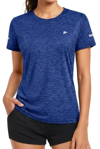 KEFITEVD T-Shirt de Course à Pied pour Dame Un T-Shirt de Jogging Femme Sport Top d'extérieur Léger,Bleu Royal,M