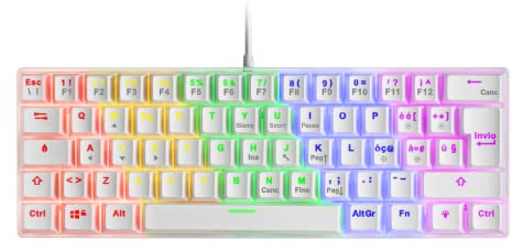 Mars Gaming MK60 Bianco, Tastiera Gaming Meccanica FRGB, Antighosting, Switch Meccanico Marrone, Lingua Italiano