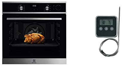 Electrolux EOC5H40X Forno Elettrico da Incasso, Capacità 72 L, Multifunzione Ventilato Cottura a Vapore, Potenza 2780 W, Inox & E4KTD001 Termosonda Digitale Essential per Controllo Cottura delle Carni
