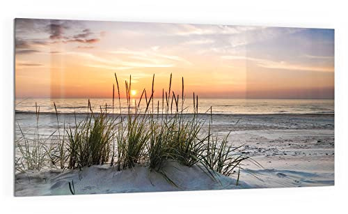 DEQORI Küchenrückwand Glas | Motiv Sonnenuntergang am Strand | 100x50 cm | Bad- oder Herd-Rückwand | Herdblende Spritzschutz für Küche & Badezimmer | moderne Deko für Fliesenspiegel