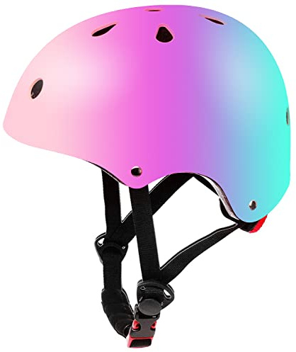 Kids Helmet, Color Gradient Skateboard Helmet for 3-5-8-14 Years Kids Girls Boys Youth Bike Helmet for Cycling Scooter Roller Skate Bicycle Rollerblading Skating