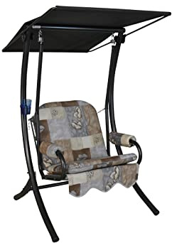 ANGERER Hollywoodschaukel 1-Sitzer Primero grau-beige-braun Gemustert | Gartenschaukel Made in Germany, Schaukel zum Sitzen und Entspannen, einfache Montage