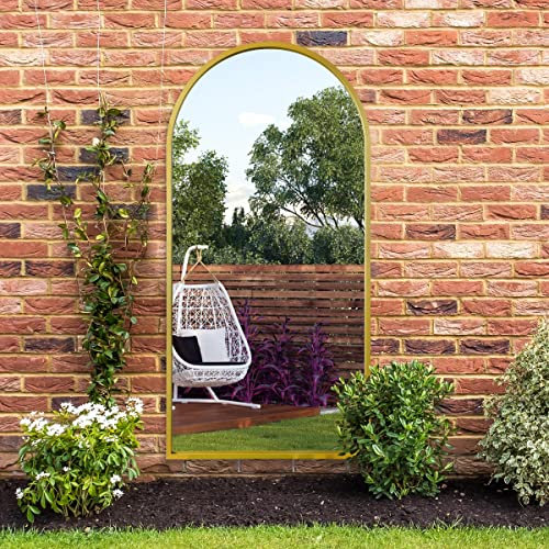 MirrorOutlet ‎The Arcus Gold Metal Framed Modern Arched Garden Outdoor GMA049, Gold, 160 x 80