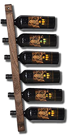Racks Bar à vin Mural Cave à vin Bouteille de vin en Bois Massif, présentoir Mural pour décoration intérieure, Couleur Carbone (Taille: 6 Bouteilles)