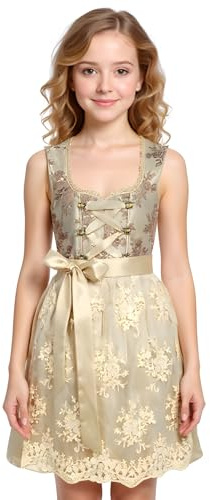 Alte Liebe Trachtenkleid 2tlg. Kinder Dirndl Mädchen Kleid mit Spitzenschürze Gr. 164