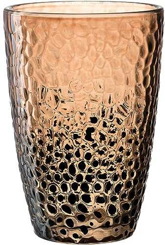 LEONARDO Matera Trinkglas - Becher aus hochwertigem Glas in Hammerschlagoptik - Inhalt 340 ml - Handarbeit - Spülmaschinenfest, robust - Glasbecher in sand