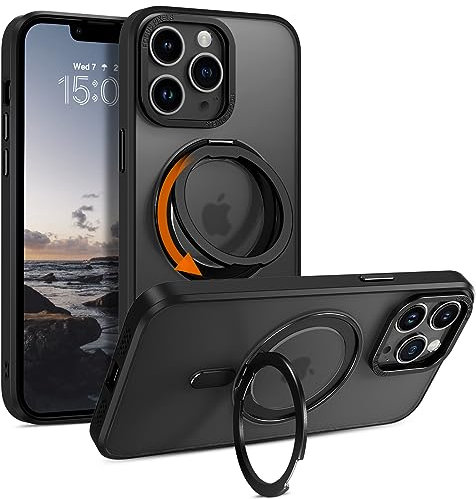 YINLAI für iPhone 13 Pro Max Hülle Kompatibel mit magsafe mit Ständer,Handyhülle iPhone 13 Pro Max Clear Kabellos Leicht Dünn Cover Case Schutzhülle für iPhone 13 Pro Max 6,7 Zoll,Schwarz