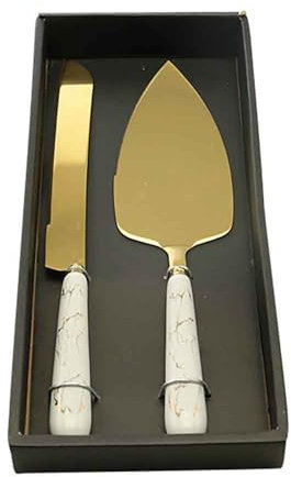 Set Coltello e Paletta Dolci Oro e Bianco