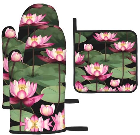 Asian Lotu's Lot de 3 maniques et maniques en forme de fleur résistant à la chaleur pour la cuisine et le barbecue