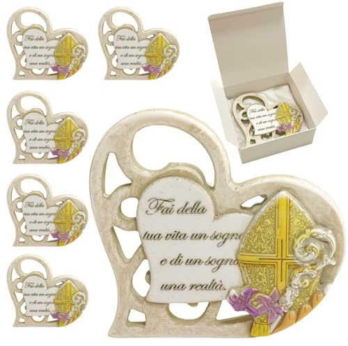 Regalami. Shop 5 bonbonnières Santa Cresima peintes à la main 12 x 12 cm avec boîte, porte-dragées et carte (Santa Cresima, 5)