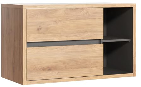 Vente-unique-Waschbeckenunterschrank hängend - 100 cm - Naturfarben - PURNAL