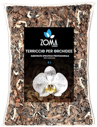 ZOMA GARDEN - Terriccio per Orchidee Contenente Bark per orchidee e Sfagno cileno - Terriccio Professionale per tutte le Orchidee - 6 L