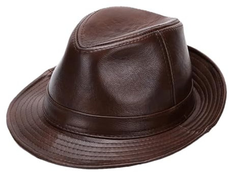 Herren Herbst Winter Warm Cowboy-Stil Lederhüte Herren Lederhüte Männer Mode Hüte, braun, 7.125