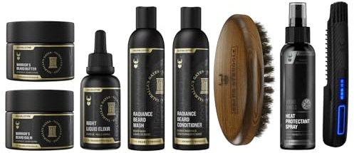 The Beard Struggle Inferno Beard Growth Kit - Includes Oils, Balm, Butter, Wash, Conditioner, Brush, Heat Spray, and the Carbon X Heated Straightener - Valhalla's Gates
