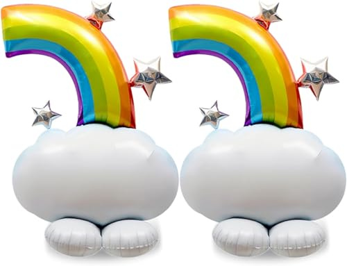 Stern Wolkenförmige Regenbogen Folienballon - 2 Stück Geburtstag Ballons, Wolkenförmige Ballon für Festliche Anlässe