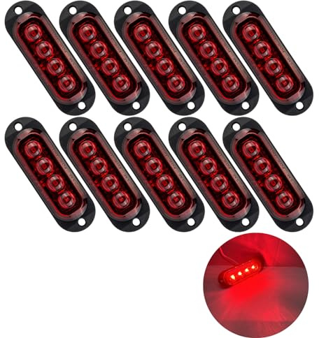 Krtopo 10X Seitenmarkierungsleuchte 12/24V Anhänger-Seitenleuchte Licht | für LKW Wohnmobil Wohnwagen (Rot)