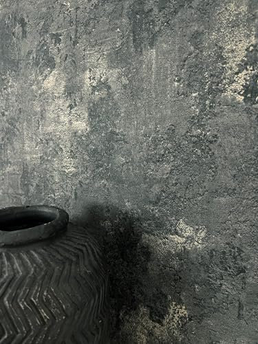 NEWROOM Papier peint Noir Enduit Intissé - Moderne Anthracite Or Aspect Pierre Texture Glamour
