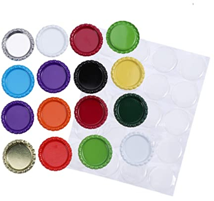 34mm Bierdeckel und Flaschenaufkleber aus Weißblech mit Harz Patches | 200 Stück, 3d-effekt und Glatte Kanten, Selbstgemacht Materialien für Scrapbooking, Armbänder Zufällige Farbe