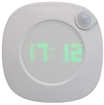 LIWEARE Moderne Design LED Wanduhr Nachtlicht mit Bewegungssensor RIP, 360 Grad Badezimmer Wanduhr USB wiederaufladbar