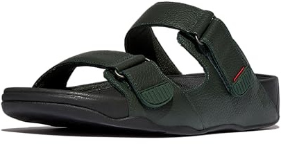 Fitflop Men's Gogh MOC Slide in Leather Sandal, Deep Green, 12 UK